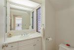 The guest bathroom is located on the first floor, and offers guest more than enough room for everyone to get ready for the day